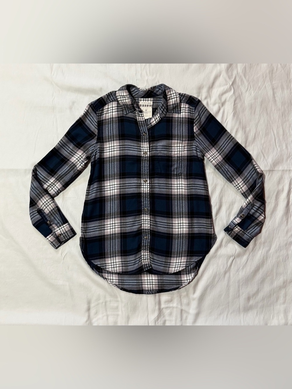 Plaid Boyfriend Button‎ Up Flannel Size Size Extra Small Viscose Soft
